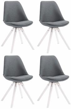 CLP 4er Set Besucherstuhl Toulouse Stoff Square wei&szlig; dunkelgrau (320939)
