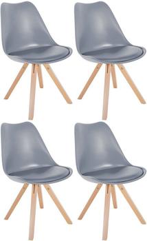 CLP 4er Set St&uuml;hle Sofia Kunststoff Square grau (322597)
