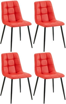 CLP 4er Set Esszimmerstuhl Antibes Kunstleder rot (325041)