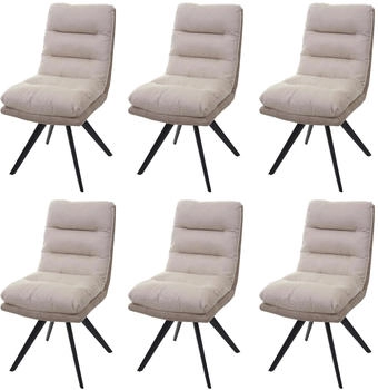 Mendler 6er-Set Esszimmerstuhl HWC-G66 drehbar Stoff/Textil creme beige