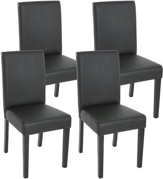 Mendler 4er-Set Esszimmerstuhl Littau Kunstleder schwarz matt Beine schwarz