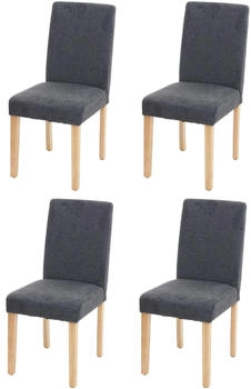 Mendler 4er-Set Esszimmerstuhl Littau Textil anthrazitgrau helle Beine grau