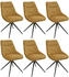 Mendler 6er-Set Esszimmerstuhl HWC-M65 Lehnstuhl drehbar Metall Stoff/Textil senfgelb gelb