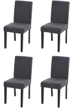 Mendler 4er-Set Esszimmerstuhl Littau Textil anthrazitgrau Beine grau