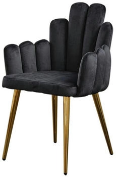 Kawola FREJA Esszimmerstuhl Velvet schwarz Fuß gold schwarz (KA079331V)