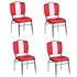Finebuy 4er Set Esszimmerstühle American Diner Stühle 50er Jahre Retro Möbel Bistro rot (SuVa2786_4)