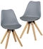 Finebuy 2er Set Retro Esszimmerstuhl Kunstleder Essstuhl Rückenlehne grau (SuVa5056_1)