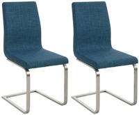 Clp - 2er Set Esszimmerst&uuml;hle Belfort Stoff Blau