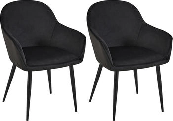 CLP 2er Set Esszimmerstuhl Boise Samt schwarz (324902)