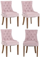 CLP 4er Set Esszimmerstuhl Aberdeen Samt pink/antik-hell