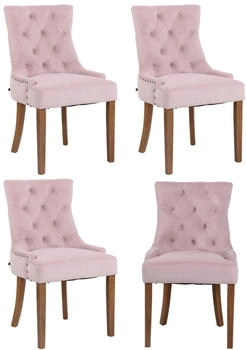 CLP 4er Set Esszimmerst&uuml;hle Aberdeen Samt antik-hell pink (317620)