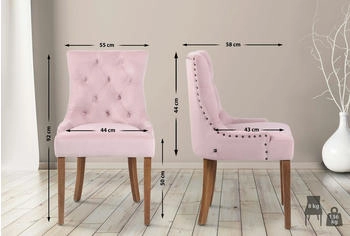 CLP 4er Set Esszimmerstühle Aberdeen Samt antik-hell pink (317620) – CLP 4er Set Esszimmerstühle Aberdeen Samt antik-hell pink für zeitlose Eleganz