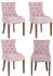 CLP 4er Set Esszimmerstühle Aberdeen Samt antik-hell pink (317620)