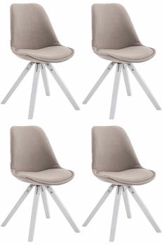 CLP 4er Set Besucherstuhl Toulouse Stoff Square wei&szlig; taupe (320943)