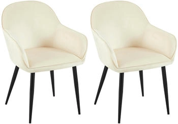 CLP 2er Set Esszimmerstuhl Boise Samt creme (324899)