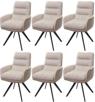 Mendler 6er-Set Esszimmerstuhl HWC-G66 drehbar Stoff/Textil creme mit Armlehne beige Mendler 6er-Set Esszimmerstuhl HWC-G66 drehbar Stoff/Textil creme mit Armlehne beige