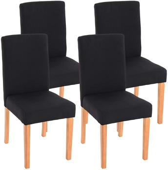Mendler 4er-Set Esszimmerstuhl Littau Textil schwarz helle Beine schwarz