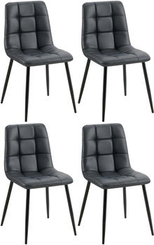 CLP 4er Set Esszimmerstuhl Antibes Kunstleder schwarz (325042)