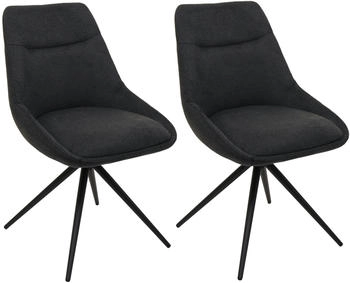 Mendler 2er-Set Esszimmerstuhl HWC-M65 drehbar Metall Stoff/Textil anthrazit schwarz
