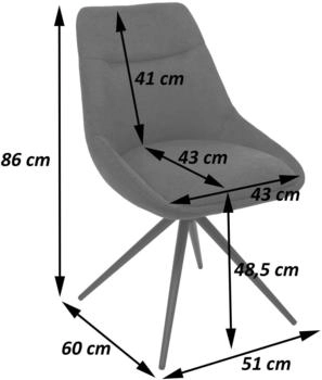 Mendler 2er-Set Esszimmerstuhl HWC-M65 drehbar Metall Stoff/Textil anthrazit schwarz – Robuste Konstruktion für langlebigen Komfort
