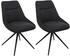 Mendler 2er-Set Esszimmerstuhl HWC-M65 drehbar Metall Stoff/Textil anthrazit schwarz