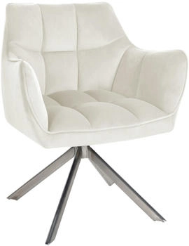CLP Esszimmerstuhl Swing Samt edelstahl creme (321125)