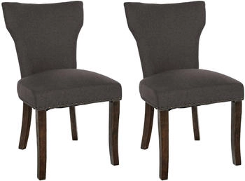 CLP 2er Set Esszimmerstuhl Zadar Stoff antik-dunkel dunkelgrau (324733)