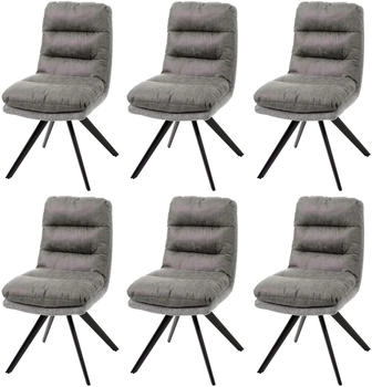Mendler 6er-Set Esszimmerstuhl HWC-G66 drehbar Stoff/Textil hellgrau-grau grau Mendler 6er-Set Esszimmerstuhl HWC-G66 drehbar Stoff/Textil hellgrau-grau grau
