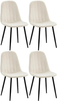 CLP 4er Set Esszimmerstuhl Baxter Samt cremewei&szlig; (324971)