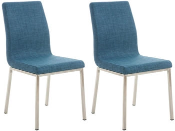 CLP 2er Set Esszimmerst&uuml;hle Colmar Stoff blau (323001)