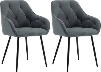 Woltu 6er Set Esszimmerst&uuml;hle Samt 56x83,5x45 cm dunkelgrau