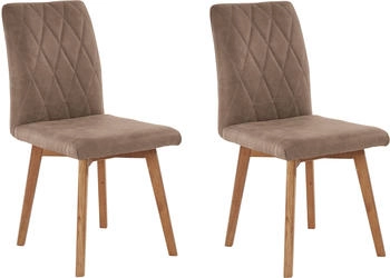Home Affaire Esszimmerstuhl Brest 47x88x66 cm, 2 St., Microfaser, Massivholz, grau (taupe, eiche natur geölt) Küchenstühle (61673823-0)