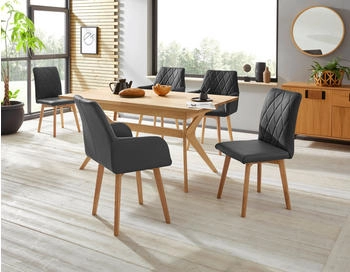 Home Affaire Esszimmerstuhl Brest 59,5x88x66 cm, 2 St., Leder, Massivholz, schwarz (schwarz, eiche natur ge&ouml;lt) K&uuml;chenst&uuml;hle (81408543-0)