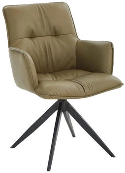 Dieter Knoll Armlehnstuhl Olivgrün Schwarz Echtleder Rindleder 59x89x63 cm (1475021204)