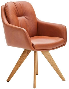 Waldwelt Armlehnstuhl Cognac Wildeiche Rindleder massiv Drehkreuz 62x90x65 cm (1475024235)