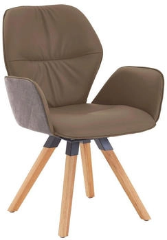 Valdera Armlehnstuhl Schlamm Taupe Rindleder Wildeiche massiv eckig 62x91x59 cm (1475023314)