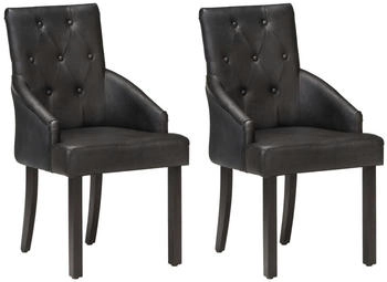 vidaXL Esszimmerst&uuml;hle 2 Stk. Schwarz Echtes Ziegenleder (288290)