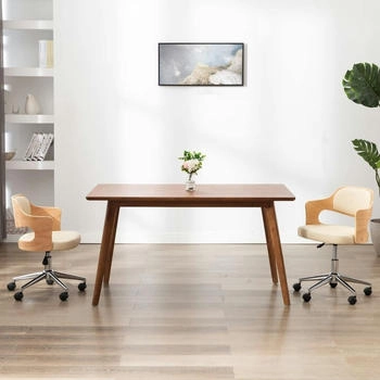 vidaXL Esszimmerstuhl Drehbar Creme Bugholz und Kunstleder (287429)