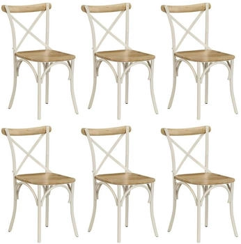 vidaXL Esszimmerst&uuml;hle 6 Stk. Wei&szlig; Mango-Massivholz