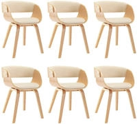 vidaXL Esszimmerst&uuml;hle 6 Stk. Creme Bugholz und Kunstleder