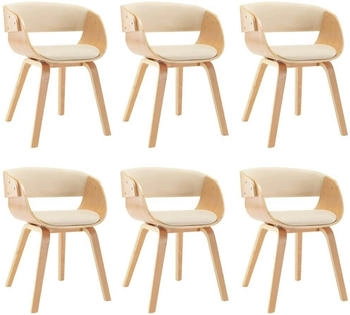 vidaXL Esszimmerst&uuml;hle 6 Stk. Creme Bugholz und Kunstleder (278864)