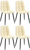 4er Set Esszimmerstuhl Antibes Kunstleder Creme