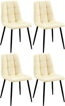 CLP 4er Set Esszimmerstuhl Antibes Kunstleder creme (325037)