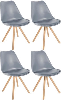 CLP 4er Set St&uuml;hle Sofia Kunststoff Rund grau (322589)