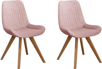 Home Affaire Schalenstuhl Bratislava 56x86x61,5 cm, 2 St., Samtvelours, Massivholz, rosa (rosa (cloud 60), eiche natur) Schalenstühle (60134030-0)