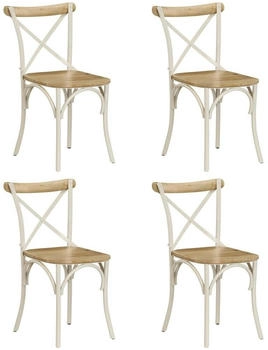 vidaXL Esszimmerst&uuml;hle 4 Stk. Wei&szlig; Mango-Massivholz