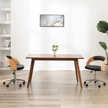 vidaXL Esszimmerstuhl Drehbar Schwarz Bugholz und Kunstleder (287424)