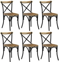 vidaXL Esszimmerst&uuml;hle 6 Stk. Schwarz Mango-Massivholz