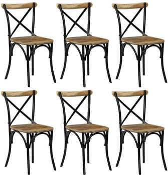 vidaXL Esszimmerst&uuml;hle 6 Stk. Schwarz Mango-Massivholz