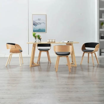 vidaXL Esszimmerst&uuml;hle 4 Stk. Schwarz Bugholz und Kunstleder (278866)